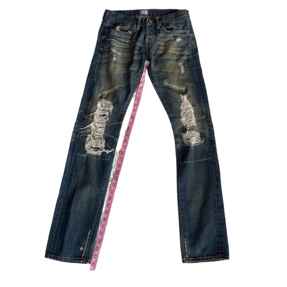 AG Selvedge Japanese Denim Heavily Distressed Jeans with Pure S925 Rivet - Picture 9 of 13